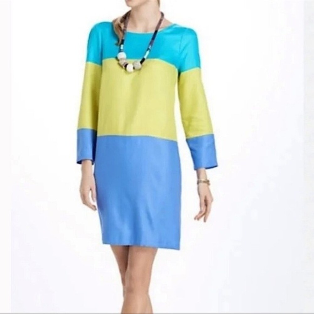 Maeve for Anthropologie Long Sleeve Color Block Sheath Dress. Size 8.